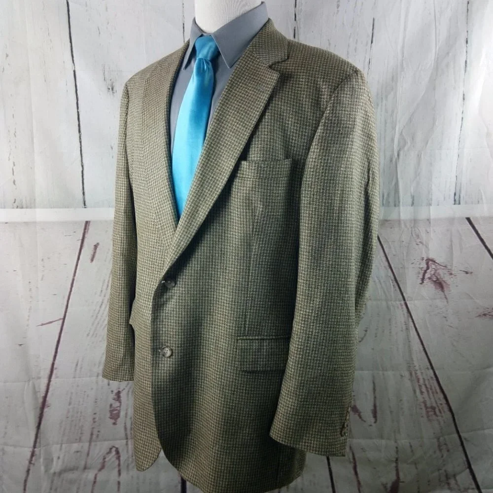 Jos A Bank 1905 46L Silk 2 Button Multicolor Houndstooth Blazer Sport Coat